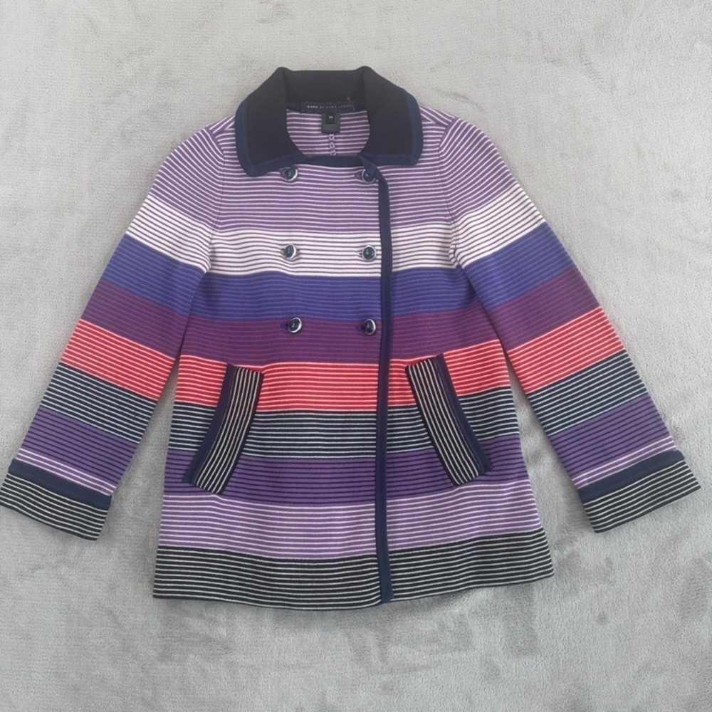 Marc by Marc Jacobs Double Breasted Sweater‎ Jacket in Multi Stripe Women XS